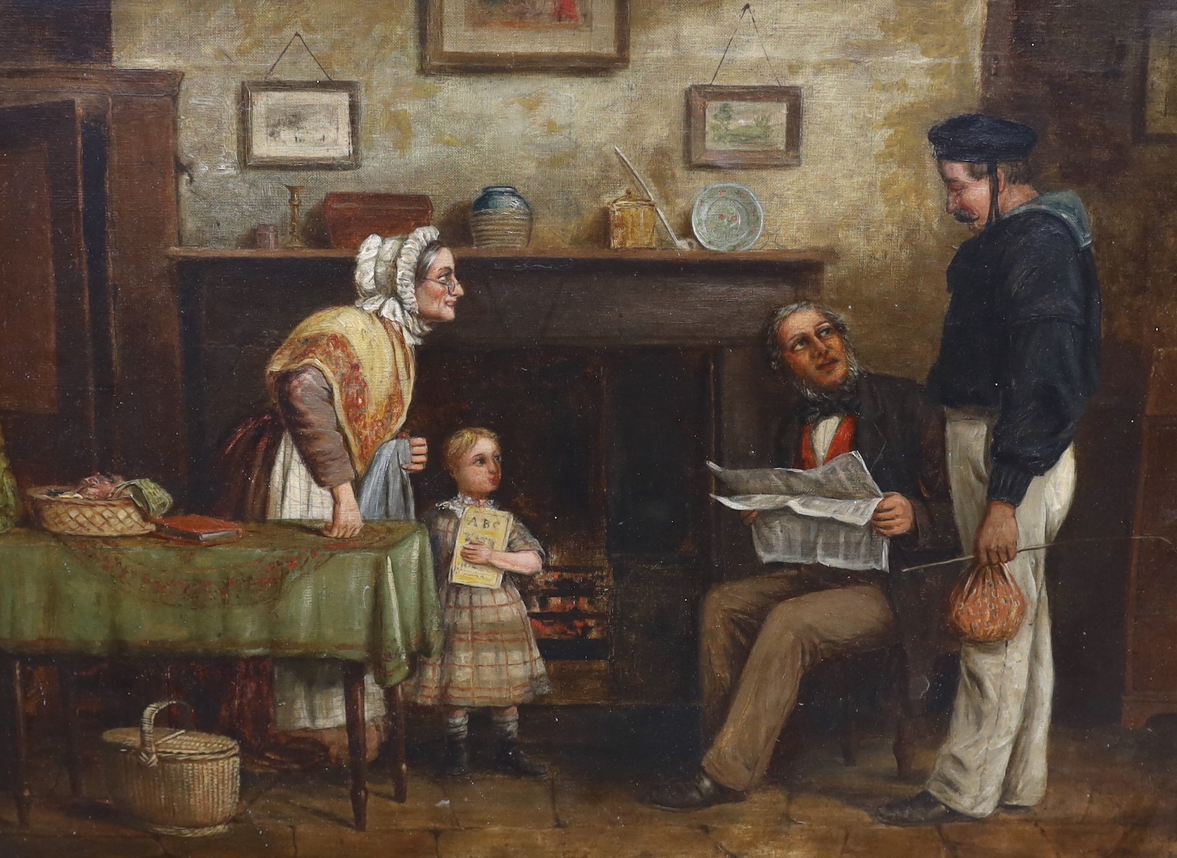 Victorian School, oil on canvas, 'The Sailor's Return', 45 x 60cm
